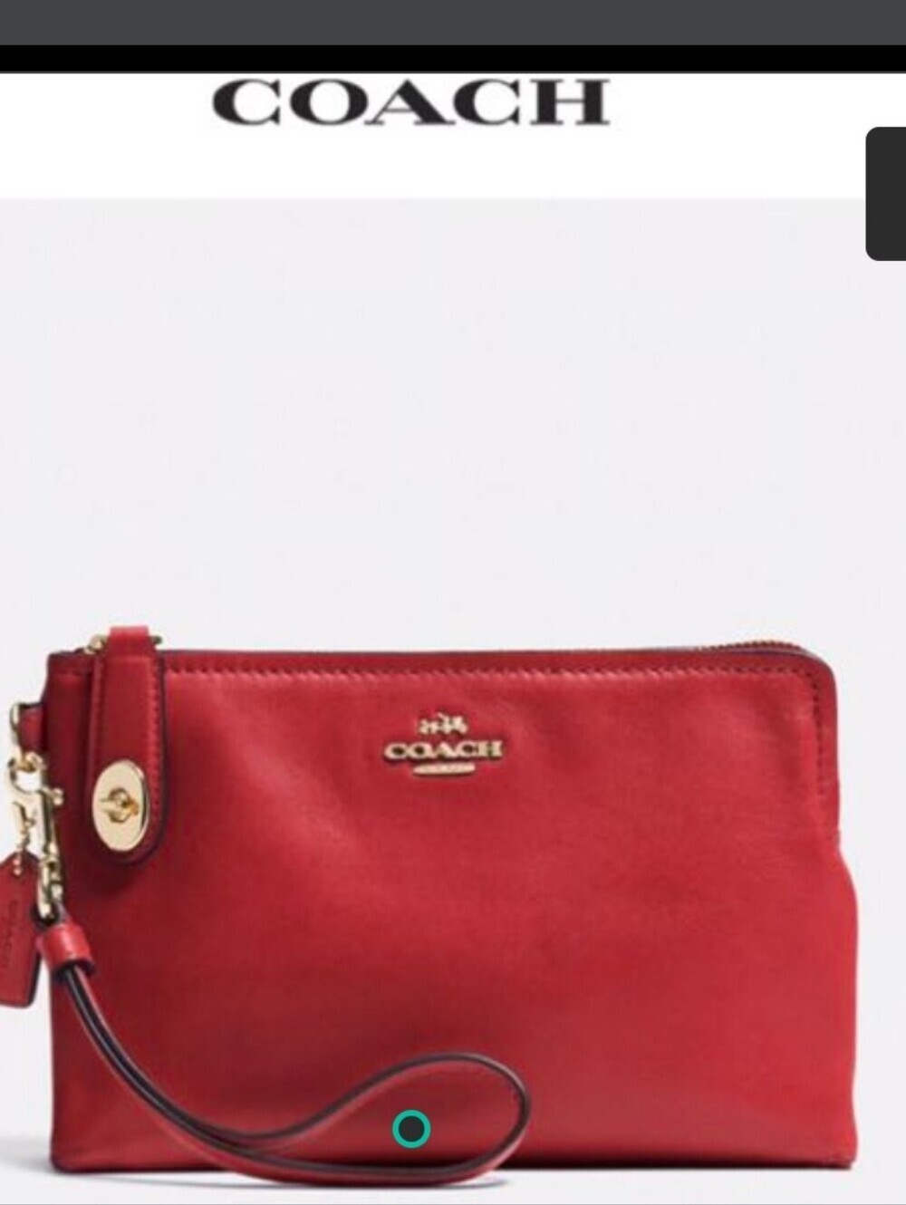Coach Red Leather Turn Lock Wristlet Like New